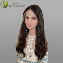 Load image into Gallery viewer, Lebeauty Hair Highlights Natural Brown Wigs Lace Top Wigs European Jewish Wig Wave Kosher Wigs