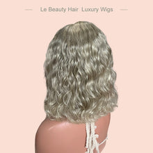 Load image into Gallery viewer, Short Length White Color Hair With Little Black Color Hair Highlights Wave Lace Top Wig