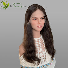 Load image into Gallery viewer, Lebeauty Hair Highlights Natural Brown Wigs Lace Top Wigs European Jewish Wig Wave Kosher Wigs
