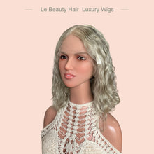 Load image into Gallery viewer, Short Length White Color Hair With Little Black Color Hair Highlights Wave Lace Top Wig