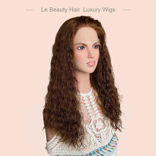 Load image into Gallery viewer, Lebeauty Hair Auburn Brown Curly Wigs Lace Top Wigs European Jewish Wig Kosher Wigs