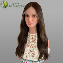 Load image into Gallery viewer, Lebeauty Hair Highlight Brown Lace Top Wigs European Jewish Wig Wave Kosher Wigs