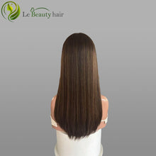 Load image into Gallery viewer, Lebeauty Hair Highlights Brown Color Wigs With Highlight Around Face Lace Top Wigs European Jewish Wig Kosher Wigs