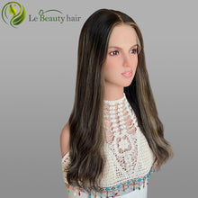 Load image into Gallery viewer, Lebeauty Hair Highlight Brown Wave Wigs Lace Top Wigs European Jewish Wig Kosher Wigs