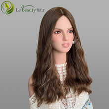 Load image into Gallery viewer, Lebeauty Hair Highlights Auburn Brown Color Wigs Silk Top Wigs European Jewish Wig Wave Kosher Wigs