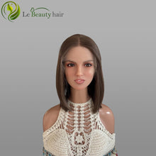 Load image into Gallery viewer, Lebeauty Hair Ash Brown Color Mini Layer Human Hair Vrigin Hair Wigs Lace Top Wigs Jewish Wig