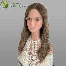 Load image into Gallery viewer, Lebeauty Hair Ashy Brown With Highlights Color Wigs Lace Top Wigs European Jewish Wig Wave Kosher Wigs