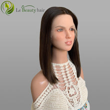 Load image into Gallery viewer, Lebeauty Hair BOB Lace Top Wigs European Hair Highlights Brown Lace Wigs Jewish Wig Kosher Wigs