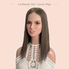 Load image into Gallery viewer, Lebeauty Hair Luxury Ash Brown Color Lace Top European Hair Jewish Topper Straight Lace Toppers