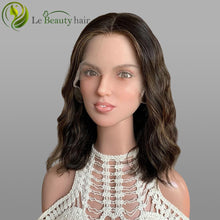 Load image into Gallery viewer, Lebeauty Hair Highlights Brown BOB Wigs Lace Top Wigs European Jewish Wig Wave Kosher Wigs