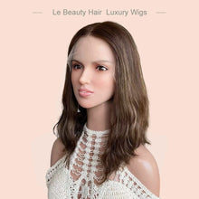 Load image into Gallery viewer, Lebeauty Hair Dark Auburn Brown Highlights Color Wigs Lace Top Wigs European Jewish Wig Wave Kosher Wigs
