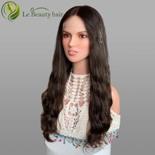 Load image into Gallery viewer, Lebeauty Hair Highlight Brown Lace Top Wigs European Jewish Wig Wave Kosher Wigs Big Layer Wave Hair Style