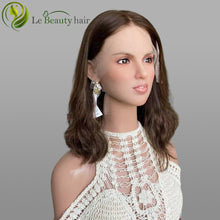 Load image into Gallery viewer, Lebeauty Hair Dark Auburn Brown Highlights Color Wigs Lace Top Wigs European Jewish Wig Wave Kosher Wigs