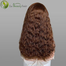 Load image into Gallery viewer, Lebeauty Hair Auburn Brown Curly Wigs Lace Top Wigs European Jewish Wig Kosher Wigs
