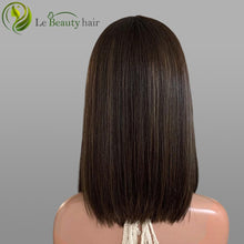 Load image into Gallery viewer, Lebeauty Hair Highlights Brown Color Wigs Silk Top Wigs European Jewish Wig BOB Kosher Wigs