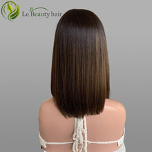 Load image into Gallery viewer, Lebeauty Hair BOB Lace Top Wigs European Hair Highlights Brown Lace Wigs Jewish Wig Kosher Wigs