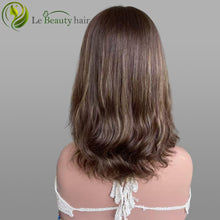 Load image into Gallery viewer, Lebeauty Hair Dark Auburn Brown Highlights Color Wigs Lace Top Wigs European Jewish Wig Wave Kosher Wigs