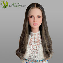 Load image into Gallery viewer, Lebeauty Hair Highlight Brown Wave Wigs Lace Top Wigs European Jewish Wig Kosher Wigs