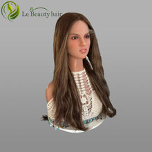 Load image into Gallery viewer, Lebeauty Hair Brown With Highlights Color Wigs Lace Top Wigs European Jewish Wig Wave Kosher Wigs