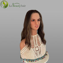 Load image into Gallery viewer, Lebeauty Hair Brown With Highlight Color With Highlight Around Face Wigs Lace Top Wigs European Jewish Wig Wavy Hair Kosher Wigs