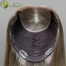 Load image into Gallery viewer, Lebeauty Hair Luxury Ash Brown Color Lace Top European Hair Jewish Topper Straight Lace Toppers