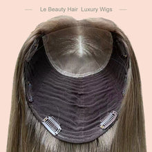 Load image into Gallery viewer, Lebeauty Hair Luxury Ash Brown Color Lace Top European Hair Jewish Topper Straight Lace Toppers
