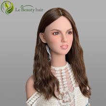 Load image into Gallery viewer, Lebeauty Hair Highlights Auburn Brown Color Wigs Silk Top Wigs European Jewish Wig Wave Kosher Wigs