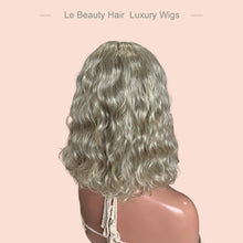 Load image into Gallery viewer, Short Length White Color Hair With Little Black Color Hair Highlights Wave Lace Top Wig