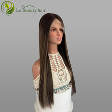 Load image into Gallery viewer, Lebeauty Hair Highlighht Color Wigs Lace Top Wigs European Jewish Wig Straight Kosher Wigs