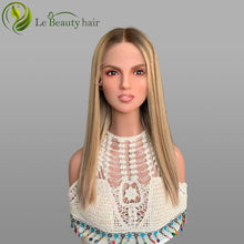 Load image into Gallery viewer, Lebeauty Hair Warm Blonde With Lowlight Bena Color Wigs Lace Top Wigs European Jewish Wig Wave Kosher Wigs