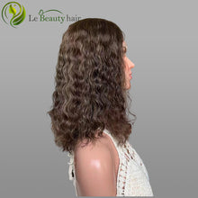 Load image into Gallery viewer, Short Wave Brown Color With Nice Highlights European Hair Swiss Lace Top Jewish Wigs
