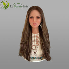 Load image into Gallery viewer, Lebeauty Hair Brown With Highlights Color Wigs Lace Top Wigs European Jewish Wig Wave Kosher Wigs
