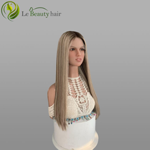 Load image into Gallery viewer, Lebeauty Hair Cool Blonde With Lowlight Wendy Color Wigs Lace Top Wigs European Jewish Wig Straight Hair Kosher Wigs