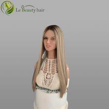 Load image into Gallery viewer, Lebeauty Hair Cool Blonde With Lowlight Wendy Color Wigs Lace Top Wigs European Jewish Wig Straight Hair Kosher Wigs
