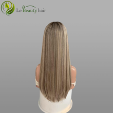 Load image into Gallery viewer, Lebeauty Hair Cool Blonde With Lowlight Wendy Color Wigs Lace Top Wigs European Jewish Wig Straight Hair Kosher Wigs