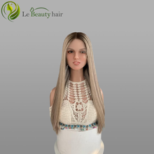 Load image into Gallery viewer, Lebeauty Hair Cool Blonde With Lowlight Wendy Color Wigs Lace Top Wigs European Jewish Wig Straight Hair Kosher Wigs