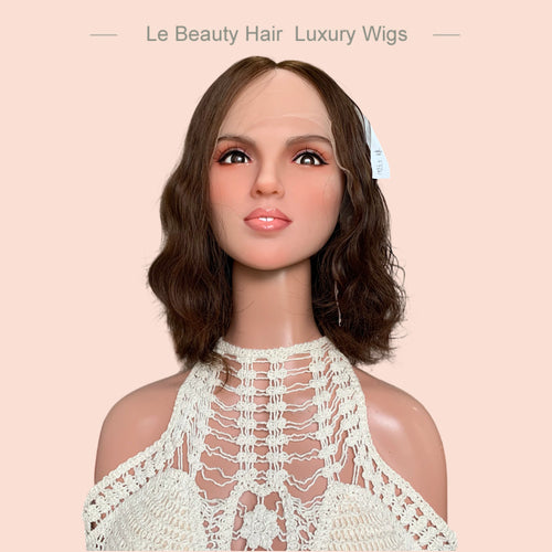 Short Length Wave Style Natural Brown Color Swiss Lace Top Jewish Wig Kosher Wigs