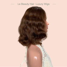 Load image into Gallery viewer, Short Length Wave Style Natural Brown Color Swiss Lace Top Jewish Wig Kosher Wigs