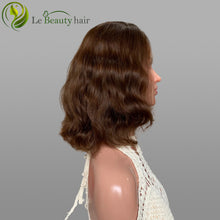 Load image into Gallery viewer, Short Length Wave Style Natural Brown Color Swiss Lace Top Jewish Wig Kosher Wigs