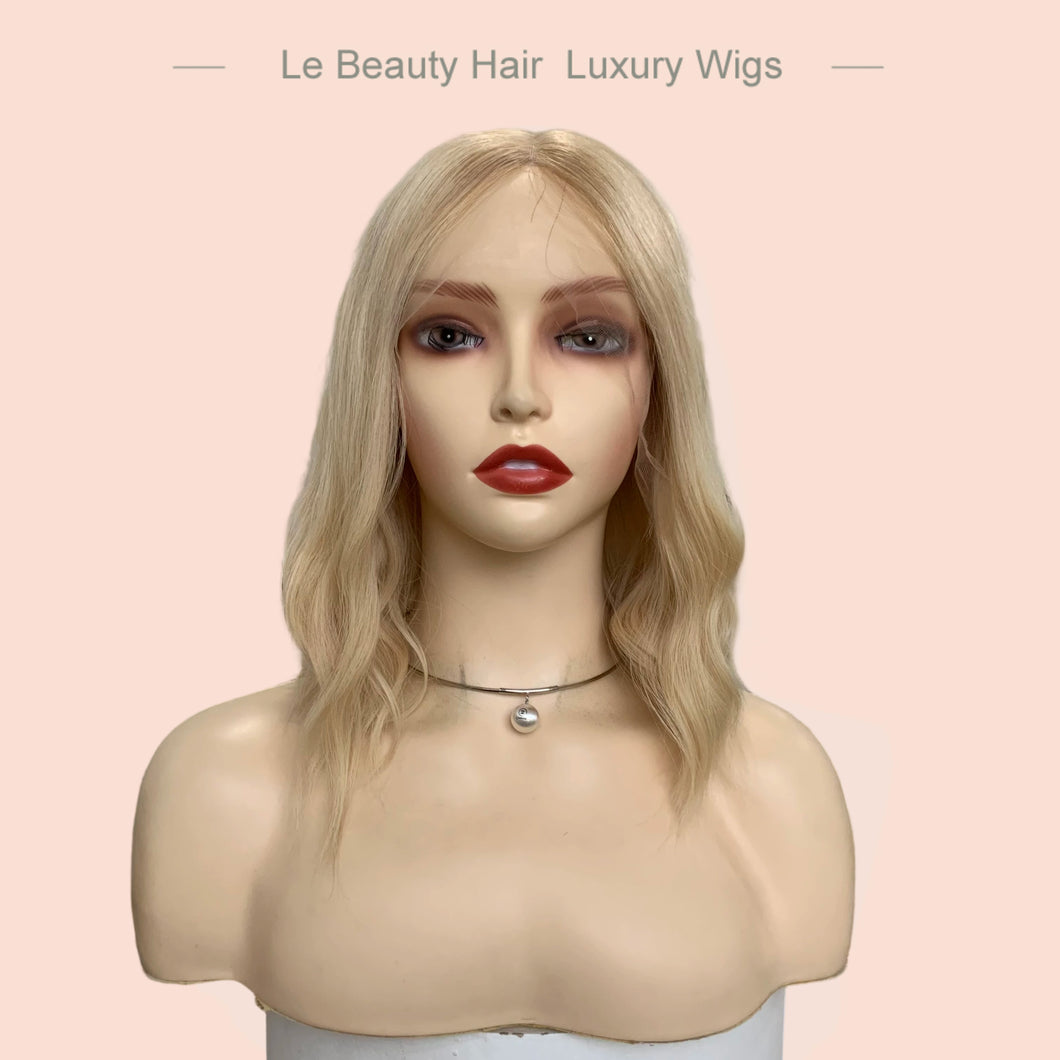 Lebeauty Hair Luxury Blonde Color With Dark Root Wigs Lace Top Wigs European Hair Jewish Wig Kosher Wigs
