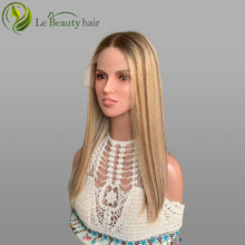 Load image into Gallery viewer, Lebeauty Hair Warm Blonde With Lowlight Bena Color Wigs Lace Top Wigs European Jewish Wig Wave Kosher Wigs