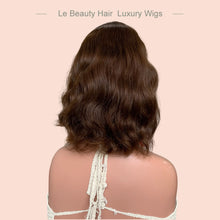 Load image into Gallery viewer, Short Length Wave Style Natural Brown Color Swiss Lace Top Jewish Wig Kosher Wigs