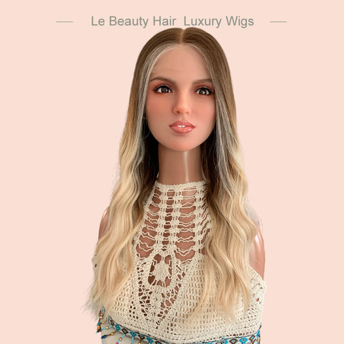 Long Length Blonde Color Swiss Lace Top Jewish Wigs Kosher Wig With Baby Hair