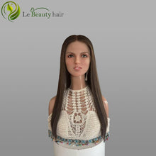 Load image into Gallery viewer, Lebeauty Hair Highlights Brown Color Wigs With Highlight Around Face Lace Top Wigs European Jewish Wig Kosher Wigs