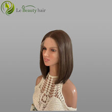 Load image into Gallery viewer, Lebeauty Hair Ash Brown Color Mini Layer Human Hair Vrigin Hair Wigs Lace Top Wigs Jewish Wig