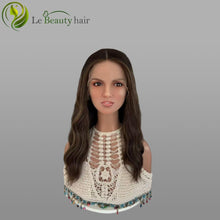 Load image into Gallery viewer, Lebeauty Hair Brown With Highlight Color With Highlight Around Face Wigs Lace Top Wigs European Jewish Wig Wavy Hair Kosher Wigs