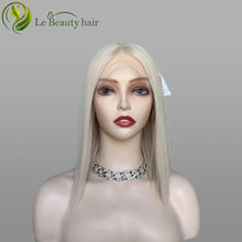 Load image into Gallery viewer, Lebeauty Hair Gorgeous White Blonde Color Lace Top Wig European Hair Straight Hair Wig Jewish Wig