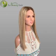 Load image into Gallery viewer, Lebeauty Hair Warm Blonde With Lowlight Bena Color Wigs Lace Top Wigs European Jewish Wig Wave Kosher Wigs