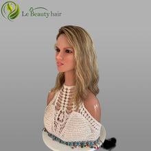 Load image into Gallery viewer, Lebeauty Hair Blonde With Lowlight Color Wavy Hair Lace Top Wigs European Jewish Wig Wave Kosher Wigs