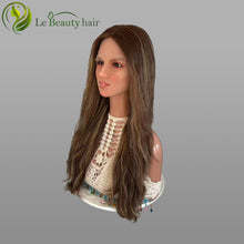 Load image into Gallery viewer, Lebeauty Hair Brown With Highlights Color Wigs Lace Top Wigs European Jewish Wig Wave Kosher Wigs